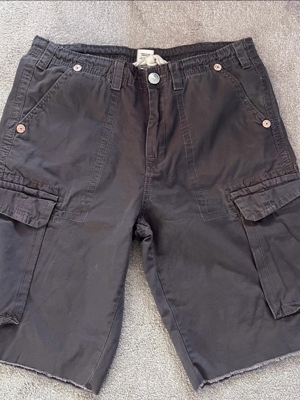 VTG True Religion Isaac Cargo Shorts Brown Tonal Y2K Baggy Mens (40) MAR841K33